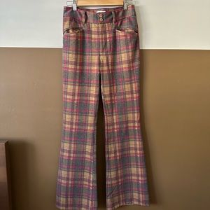 Anthropologie Plaid Wide Leg Trousers